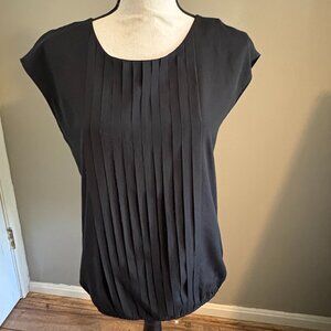 NWOT Black Loft blouse with pleats size XS